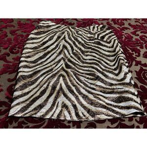 Per Se Wool & Silk Metallic Animal Print Pencil Skirt Size 4